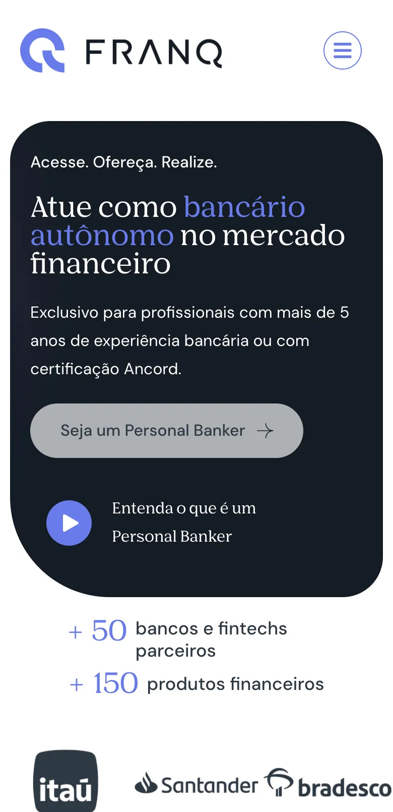 No celular, Franq: O site no celular