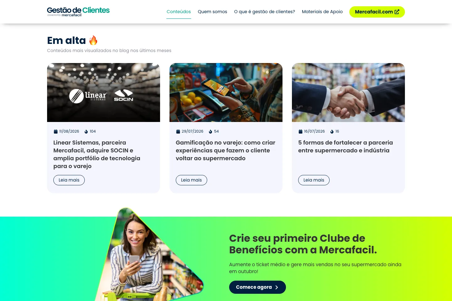 Site, Mercafacil: Os mais lidos, sempre à vista