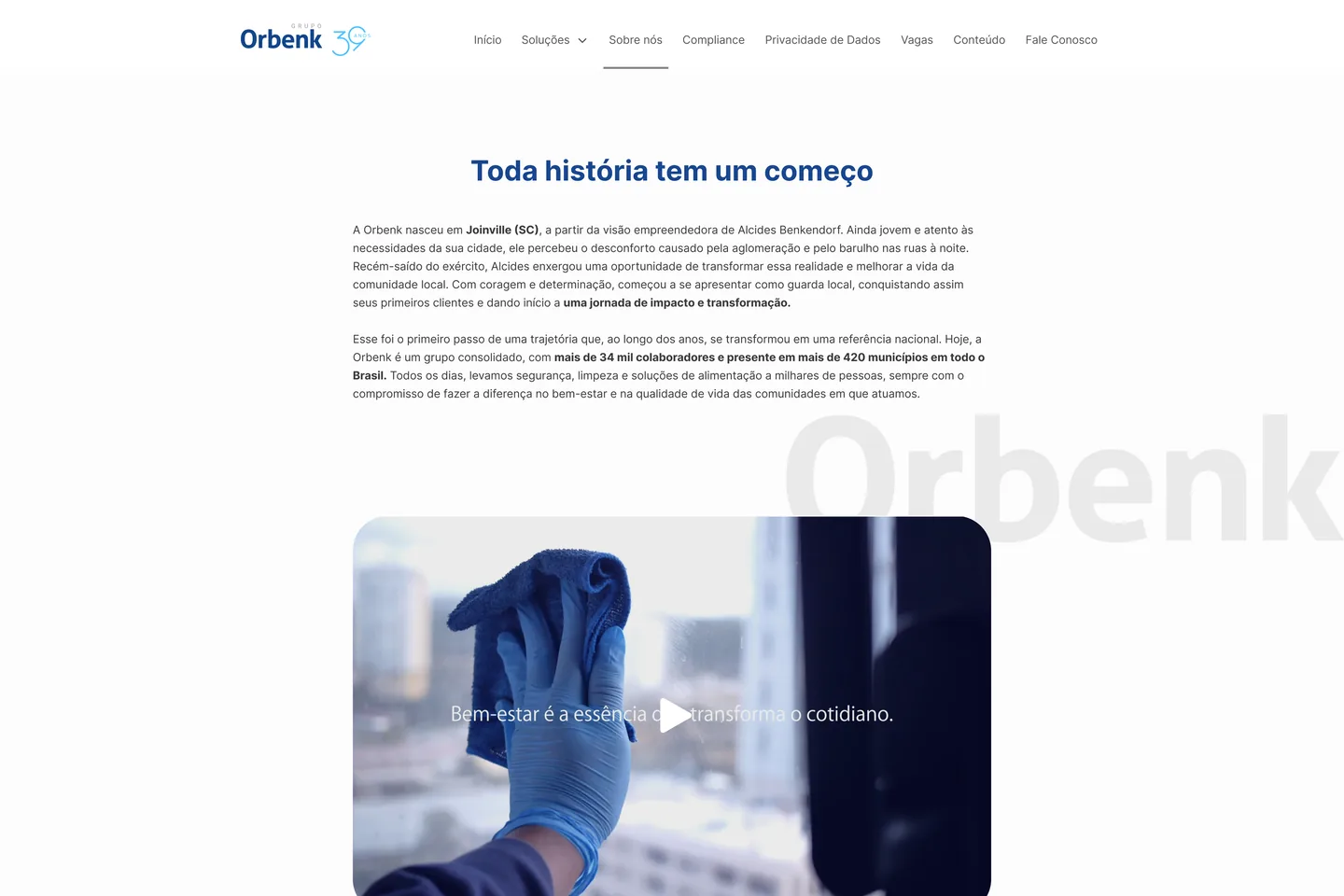 Site, Orbenk: A história contada no site